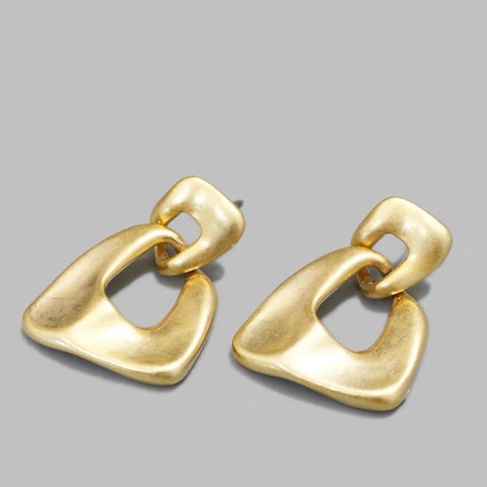 Brand new contemporary style geometric golden earrings